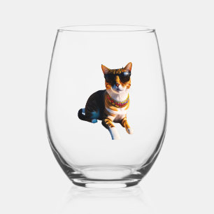 Vaso De Vino Un gato con gafas de sol