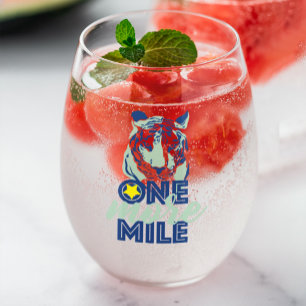 Vaso De Vino Una Milla más de Vidrio Motivador de Tigre Azul