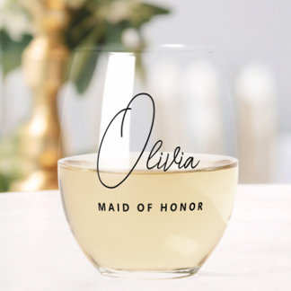 Vaso De Vino Una simple y moderna empleada de honor personaliza