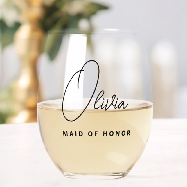 Vaso De Vino Una simple y moderna empleada de honor personaliza (Subido por el creador)
