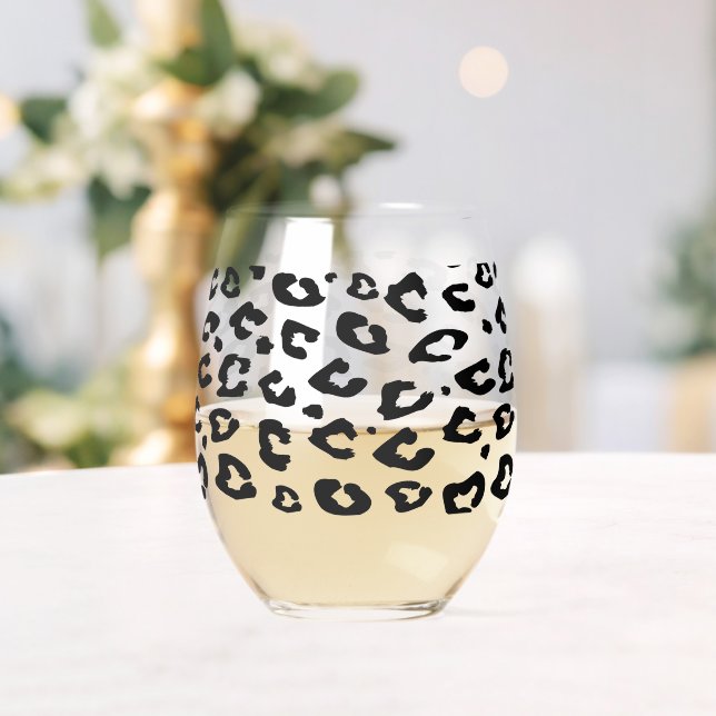 Vaso de vino único sin tallo con estampado de leop (Insitu (Boda))