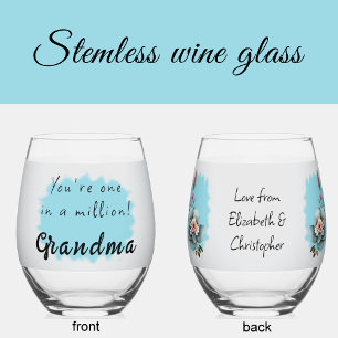 Vaso De Vino Uno en un millón de abuela azul floral