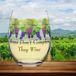 Vaso De Vino Uvas acuarela Las mamás no se quejan, beben vino