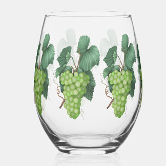 Vaso De Vino Uvas acuarelas Vino blanco