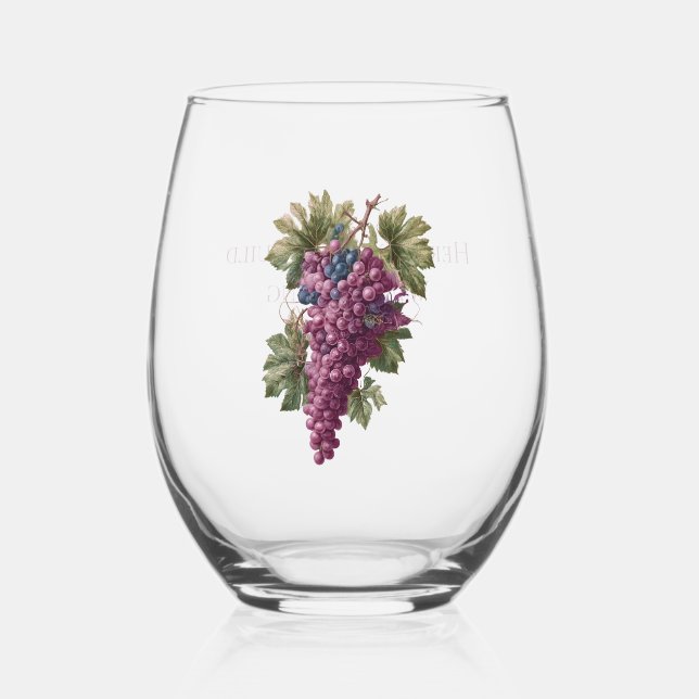 Vaso De Vino Uvas de Viñedo Personalizadas (Anverso)