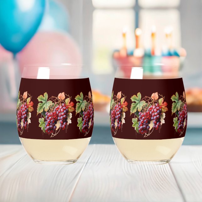 Vaso De Vino Uvas rojas púrpura viola fondo borgoñoso (Insitu (Baby Shower))