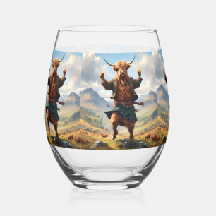 Vaso De Vino Vaca de las Tierras Altas Bailando The Highland Fl