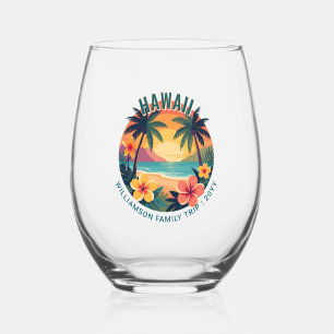 Vaso De Vino Vacaciones personalizadas de verano tropical retro