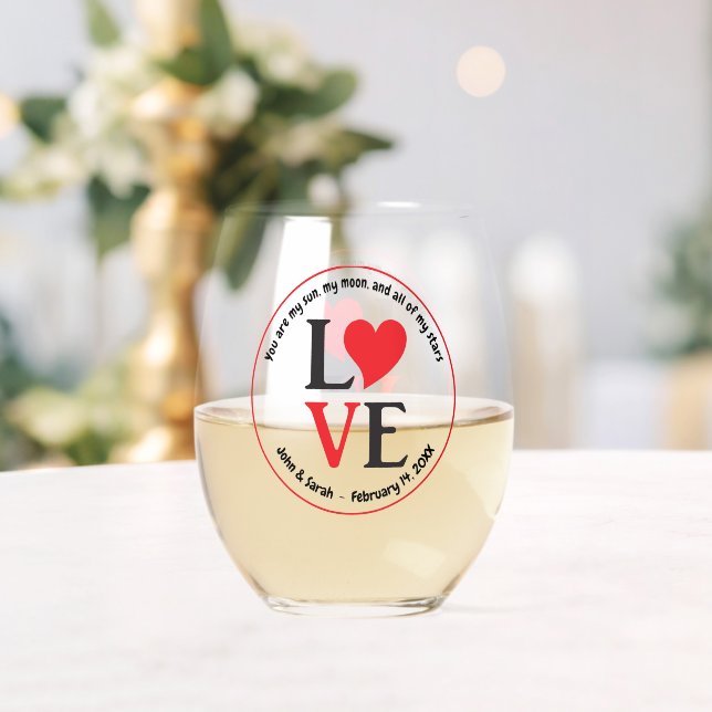 Vaso De Vino Valentine's Day LOVE Black Red (Insitu (Boda))