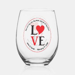 Vaso De Vino Valentine's Day LOVE Black Red