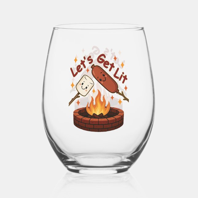 Vaso De Vino Vamos a conseguir Firepit - malvavisco y perro cal (Anverso)