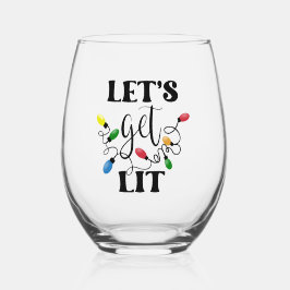 Vaso De Vino Vamos a Navidad Encendida