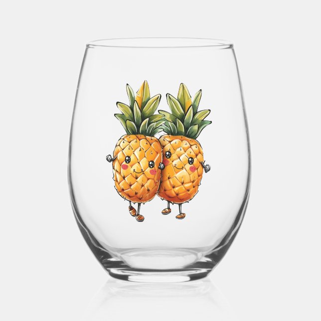 Vaso De Vino Verano de frutas de los mejores amigos de piña Kaw (Anverso)