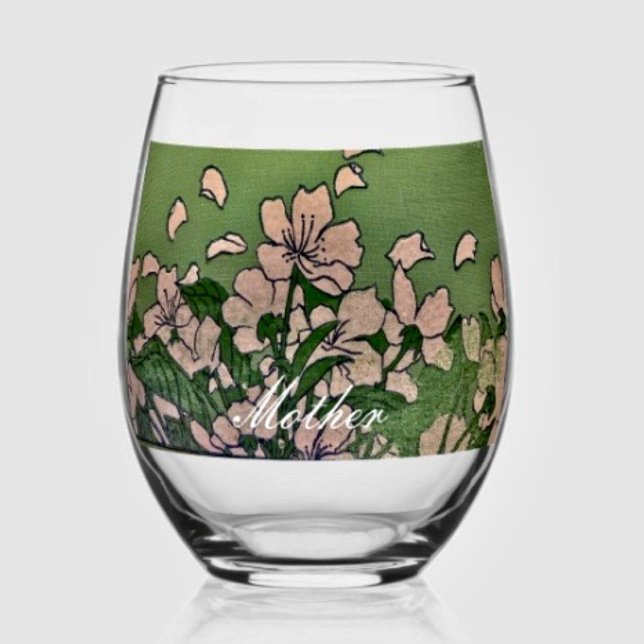 Vaso De Vino Verde de flores rosadas (Subido por el creador)