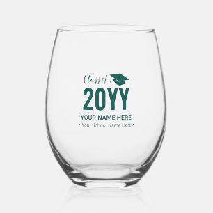 Vaso De Vino Verde Turquesa   Regalo de Graduación Moderno con 