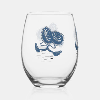 Vaso De Vino Verre à Vin Sans Pied Cygnes Bleus Gobelet Élégant