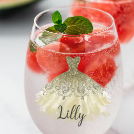 Vaso De Vino Vestido De Espuma Dorada Para Una Novia