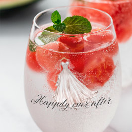 Vaso De Vino Vestido de novia de campo rústico Felices para sie