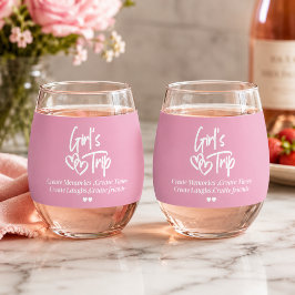 Vaso De Vino Viaje de Chicas Crear Recuerdos Rosa