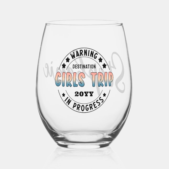 Vaso De Vino Viaje de Chicas personalizados en curso Gradiente  (Anverso)