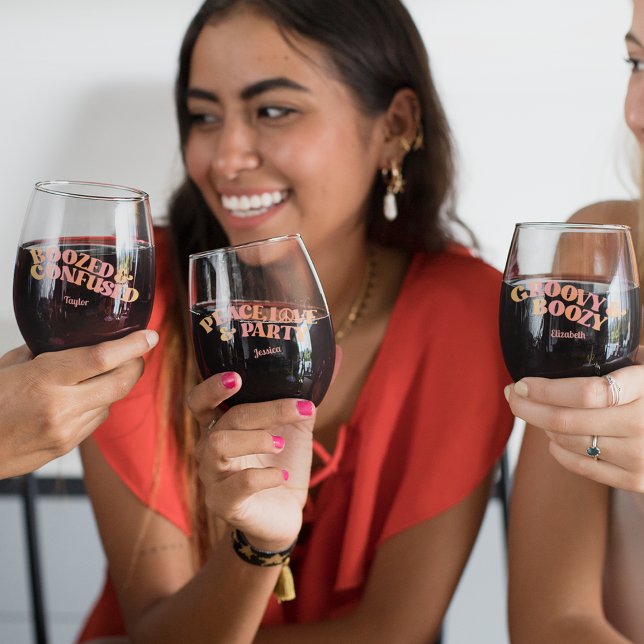 Vaso De Vino Viaje de Chicas Retro Rosa (Subido por el creador)