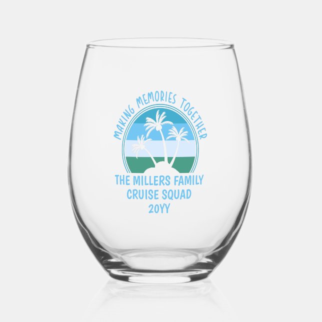 Vaso De Vino Viaje en playa de verano Reunión de personalizados (Anverso)