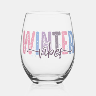 Vaso De Vino Vibes de invierno - Tipografía pastoral suave