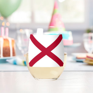 Vaso De Vino Vidrio con bandera de Alabama