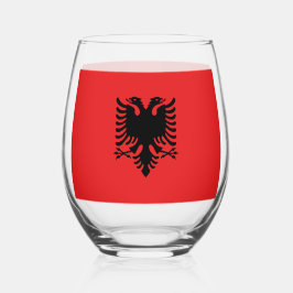 Vaso De Vino Vidrio con bandera de Albania