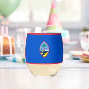 Vaso De Vino Vidrio con bandera de Guam, Estados Unidos