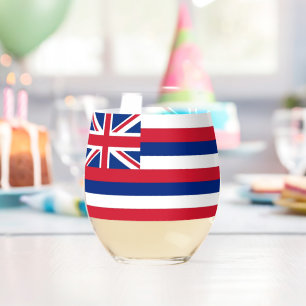 Vaso De Vino Vidrio con bandera de Hawaii, Estados Unidos