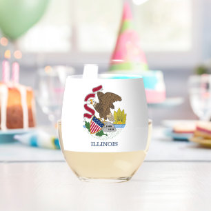 Vaso De Vino Vidrio con bandera de Illinois, Estados Unidos