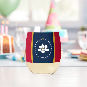 Vaso De Vino Vidrio con bandera de Mississippi, Estados Unidos