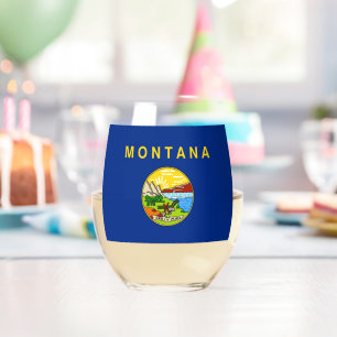 Vaso De Vino Vidrio con bandera de Montana, Estados Unidos