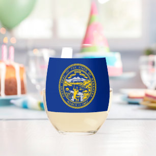 Vaso De Vino Vidrio con bandera de Nebraska, Estados Unidos
