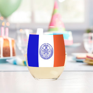 Vaso De Vino Vidrio con bandera de Nueva York, Estados Unidos