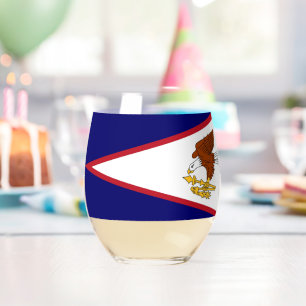 Vaso De Vino Vidrio con bandera de Samoa Americana, Estados Uni