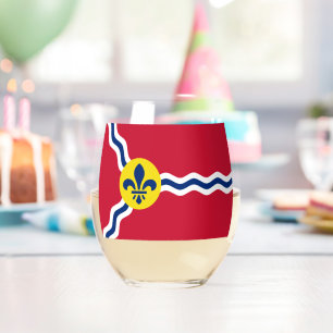 Vaso De Vino Vidrio con bandera de St. Louis, EE. UU.