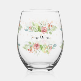 Vaso De Vino Vidrio con flores pasteles