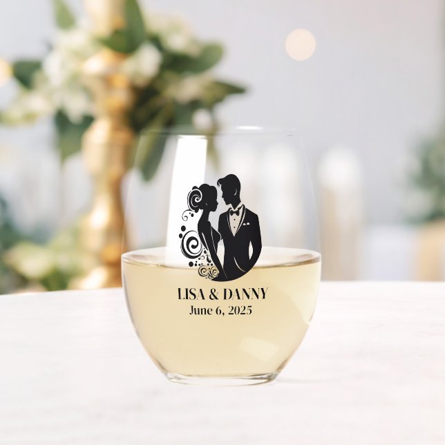 Vaso De Vino Vidrio de boda personalizado (Insitu (Boda))
