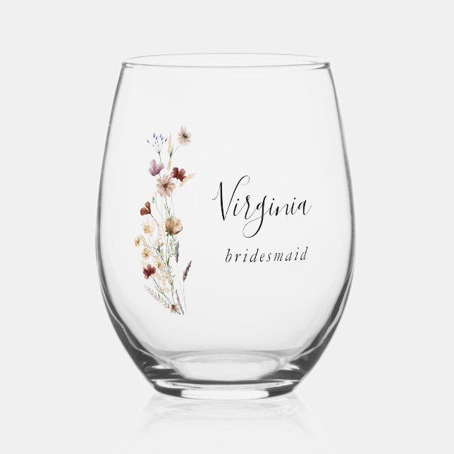 Vaso De Vino Vidrio de Flor Silvestre (Anverso)