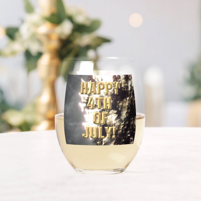 Vaso De Vino Vidrio de fuegos artificiales 2 4 de julio (Insitu (Boda))