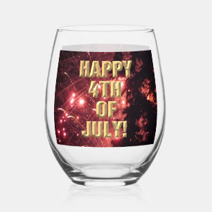 Vaso De Vino Vidrio de fuegos artificiales 3 4 de julio