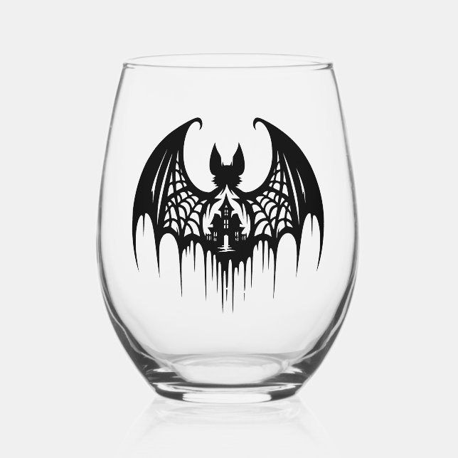 Vaso De Vino Vidrio de Halloween (Anverso)