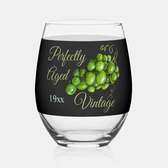 Vaso De Vino Vidrio de uvas (Reverso )