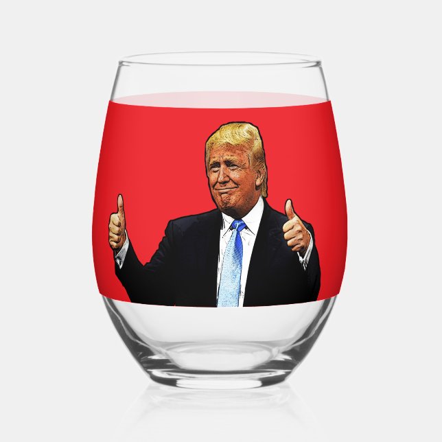 VASO DE VINO VIDRIO DE VINO DONALD TRUMP (Anverso)