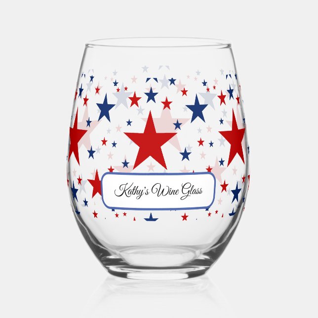 Vaso De Vino Vidrio de vino Patriótico Stars (Anverso)