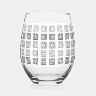 Vaso De Vino Vidrio decorativo negro y blanco