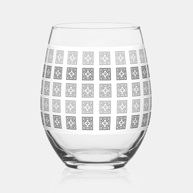 Vaso De Vino Vidrio decorativo negro y blanco (Anverso)