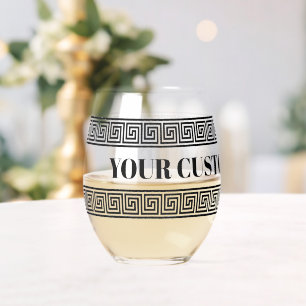 Vaso De Vino Vidrio glamoroso sin tallo con estampado griego